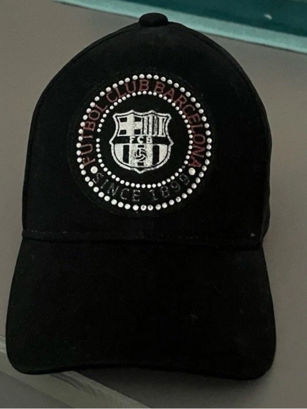 FC Barcelona Black Baseball Cap with Embroidered Crest